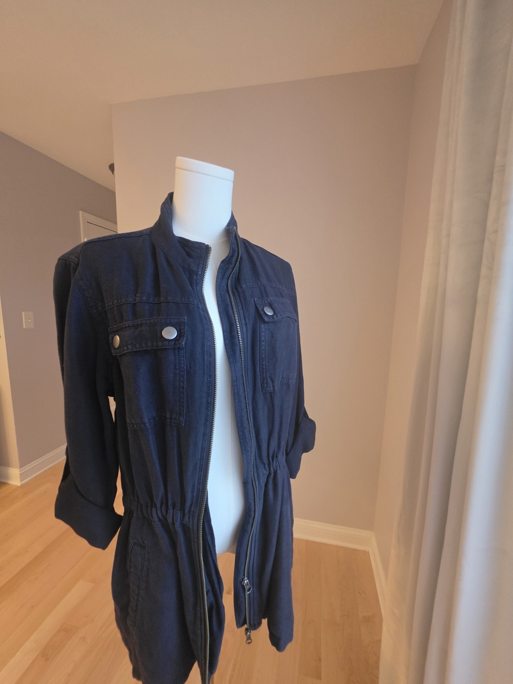 Treasure & Bond Dark Navy Drawstring Utility Jacket